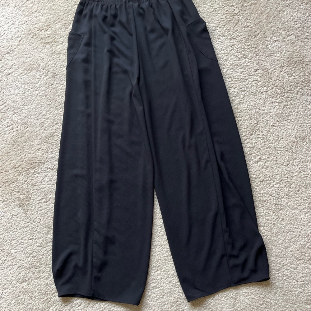 IC Collection By Connie K Women Size M Pants Wide Leg Pull On Stretch Black USA - Picture 2 of 6